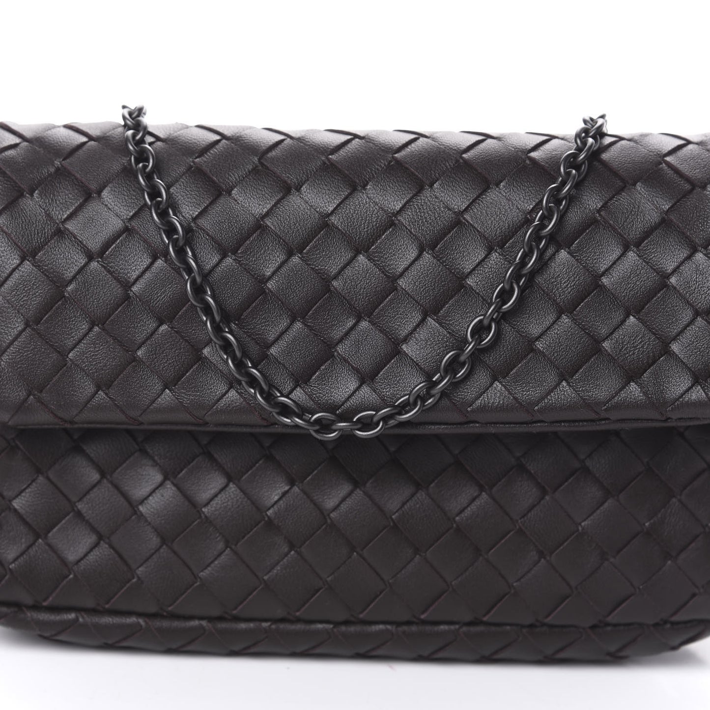 Nappa Intrecciato Mini Chain Messenger Ebano