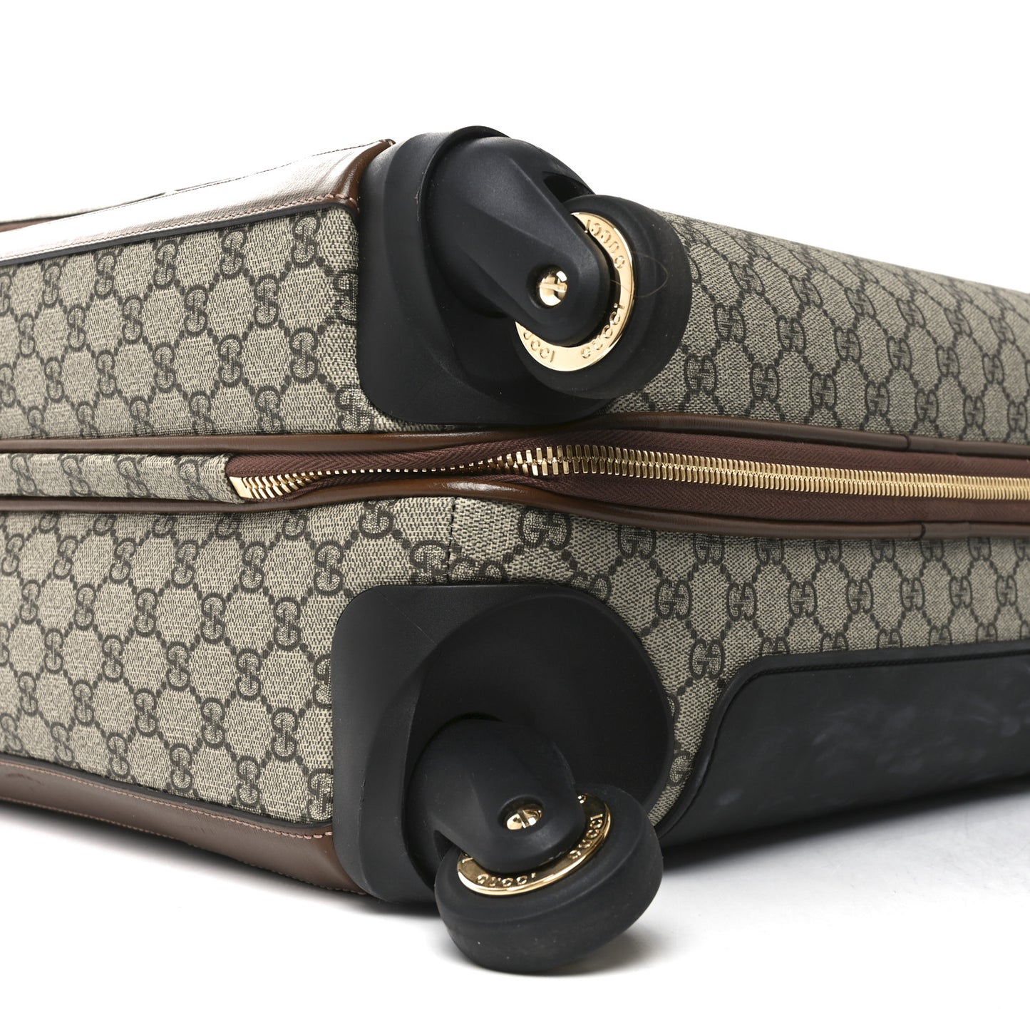 GG Supreme Monogram Azalea Calfskin Retro Interlocking G Small Savoy Cabin Trolley Beige Ebony Brown Sugar