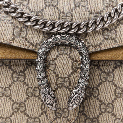 Gucci GG Supreme Monogram Suede Crystal Small Dionysus Shoulder Bag Beige Ebony Taupe 8 of 12