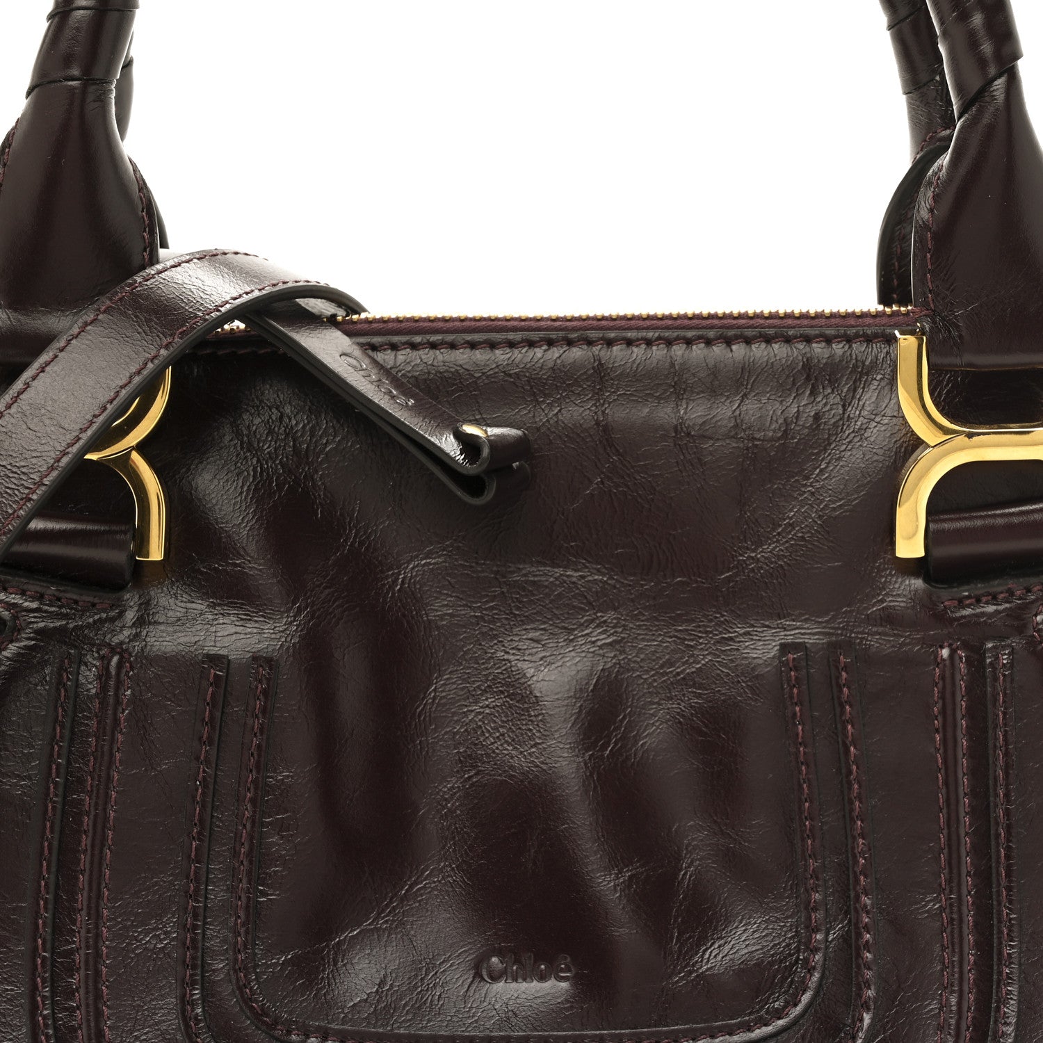 Chloe Shiny Calfskin Small Marcie Satchel  Auburn Red 7 of 12