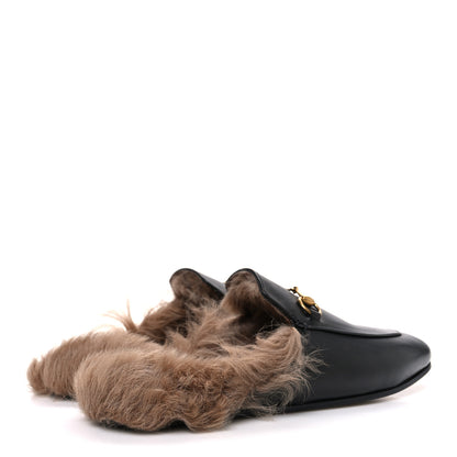 Gucci Calfskin Fur Womens Princetown Slippers 40 Black 5 of 10