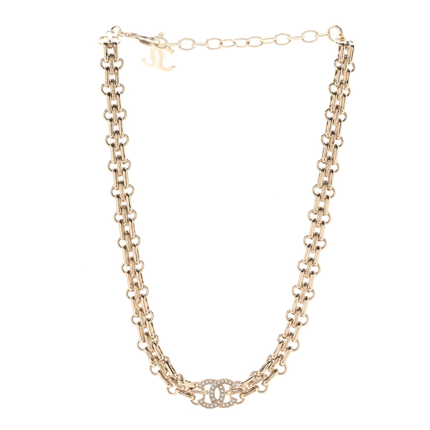 Metal Crystal CC Choker Necklace Gold