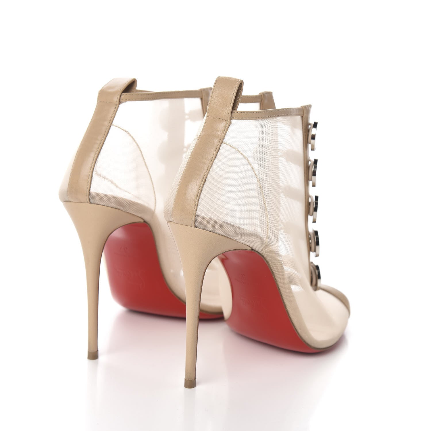 Christian Louboutin Mesh Nappa Marikate 100 Ankle Boots 37 Nude 4 of 9