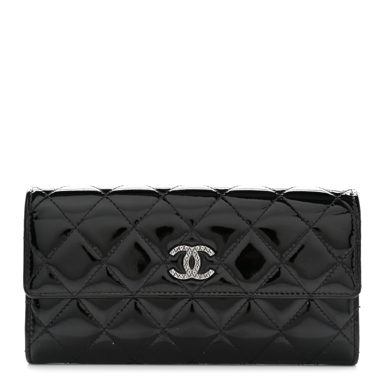 Chanel Patent Quilted Large Brilliant Flap Wallet Black 1 of 11