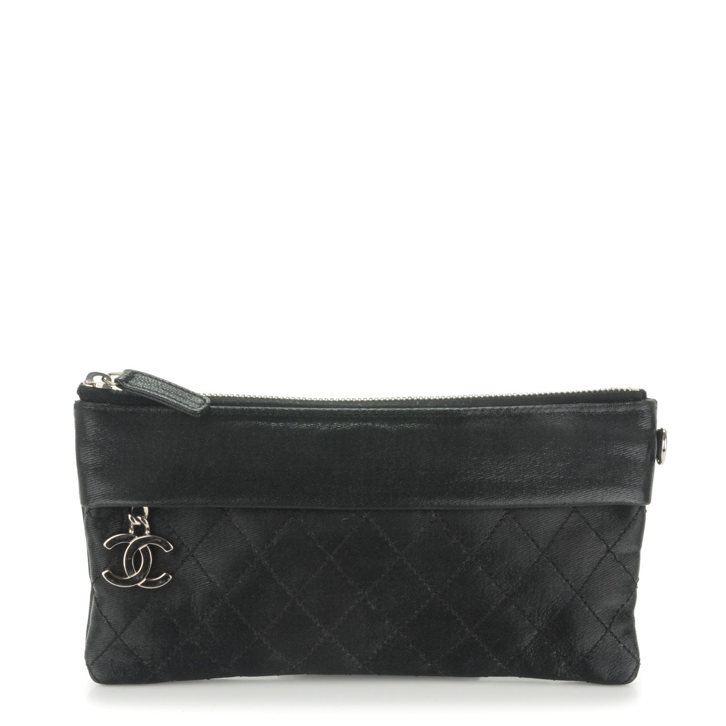 Coated Canvas Quilted Paris Biarritz Ligne Clutch Black