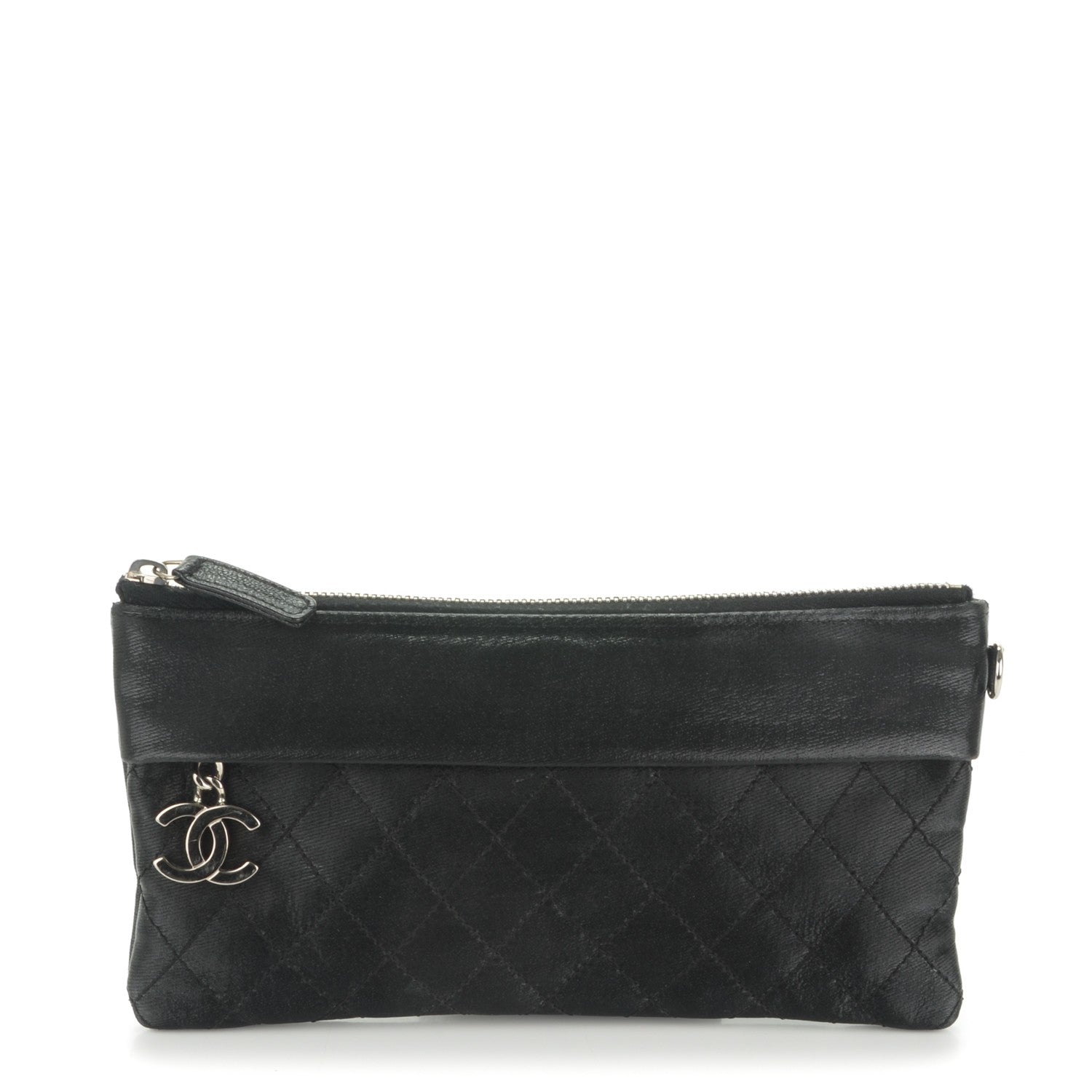 Chanel Coated Canvas Quilted Paris Biarritz Ligne Clutch Black 1 of 7