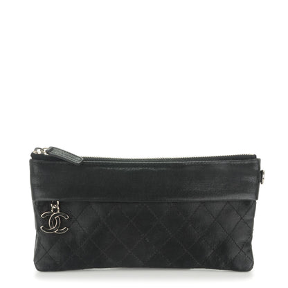 Chanel Coated Canvas Quilted Paris Biarritz Ligne Clutch Black 1 of 7