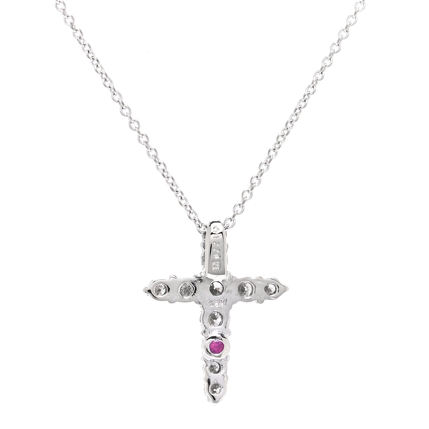 18K White Gold Diamond .39ctw Cross Pendant Necklace