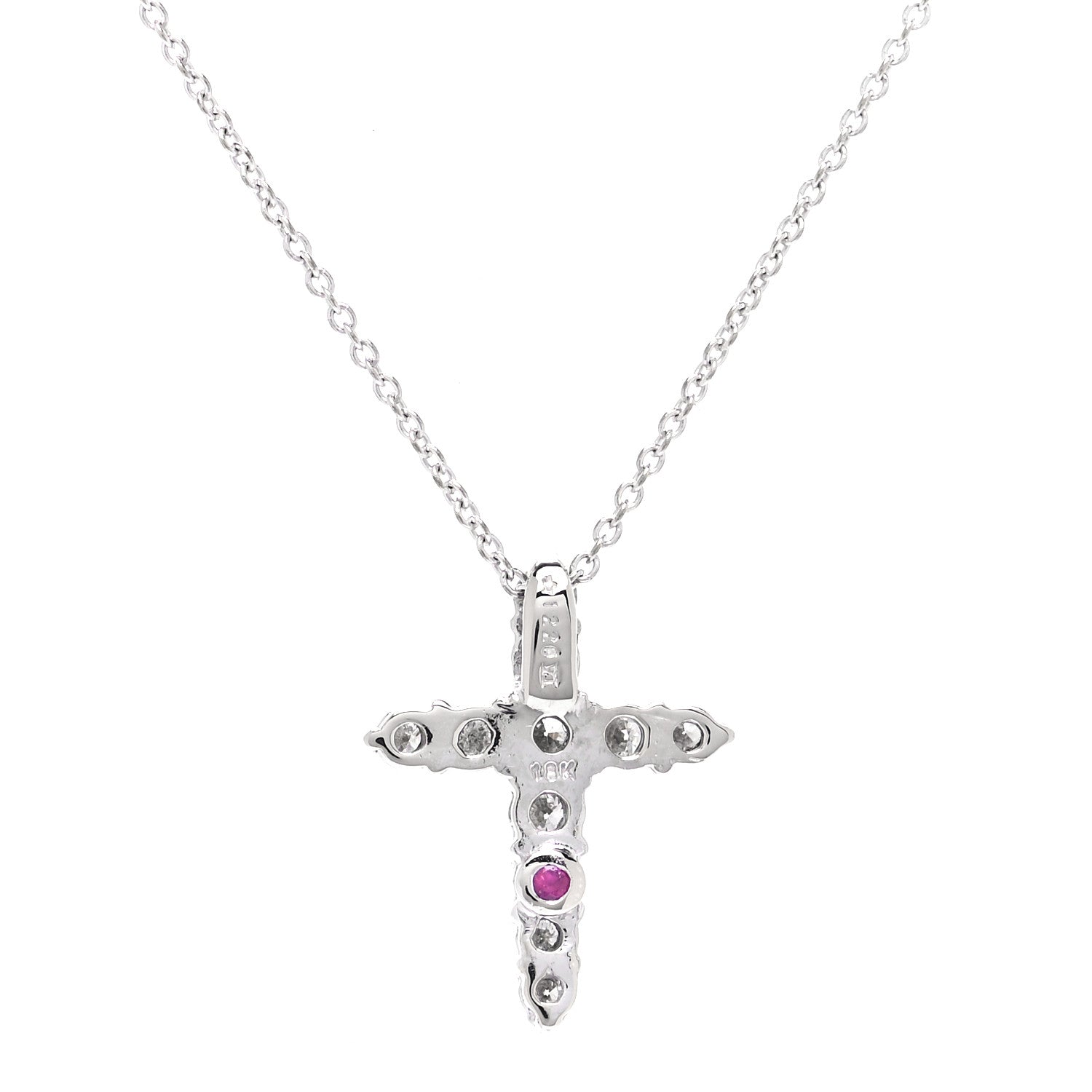 Roberto Coin 18K White Gold Diamond .39ctw Cross Pendant Necklace 6 of 6