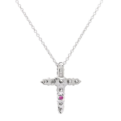 Roberto Coin 18K White Gold Diamond .39ctw Cross Pendant Necklace 6 of 6