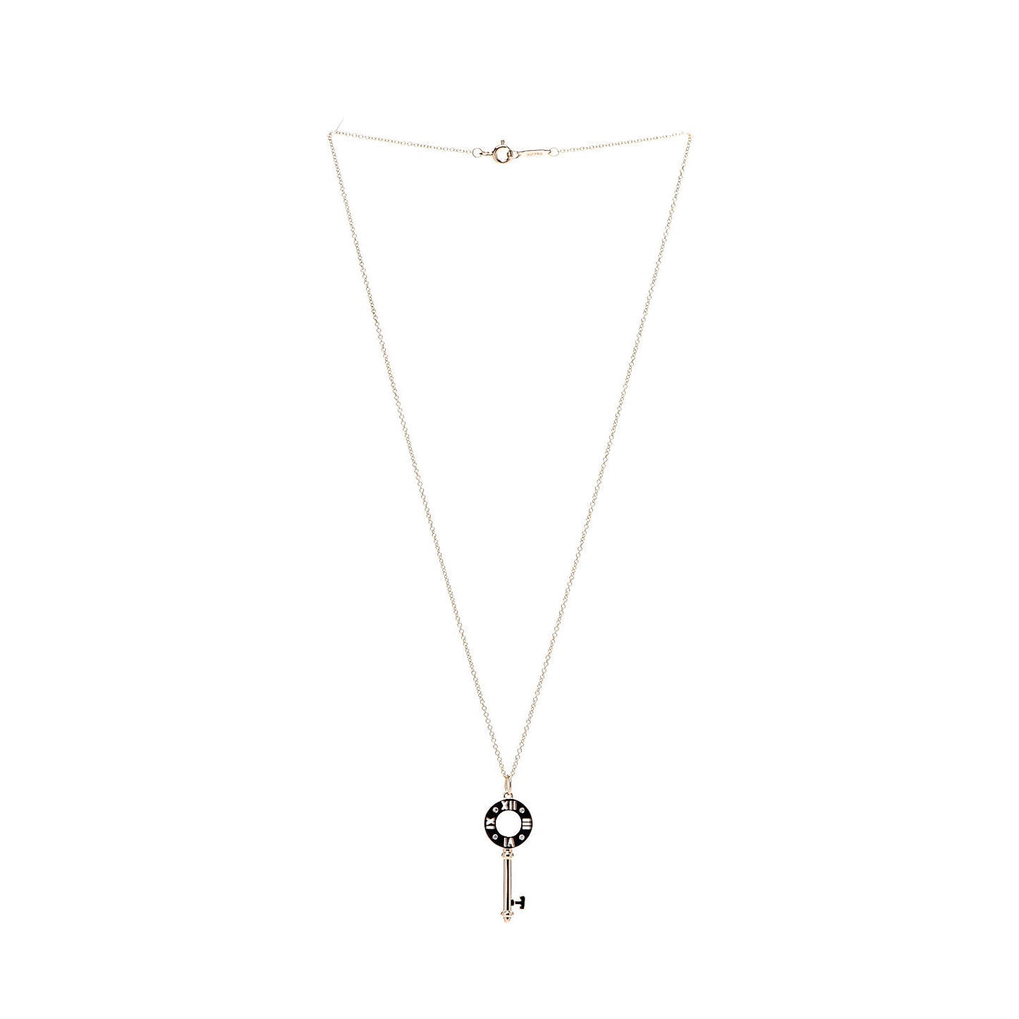 18K Rose Gold Diamond Atlas Pierced Key Pendant Necklace