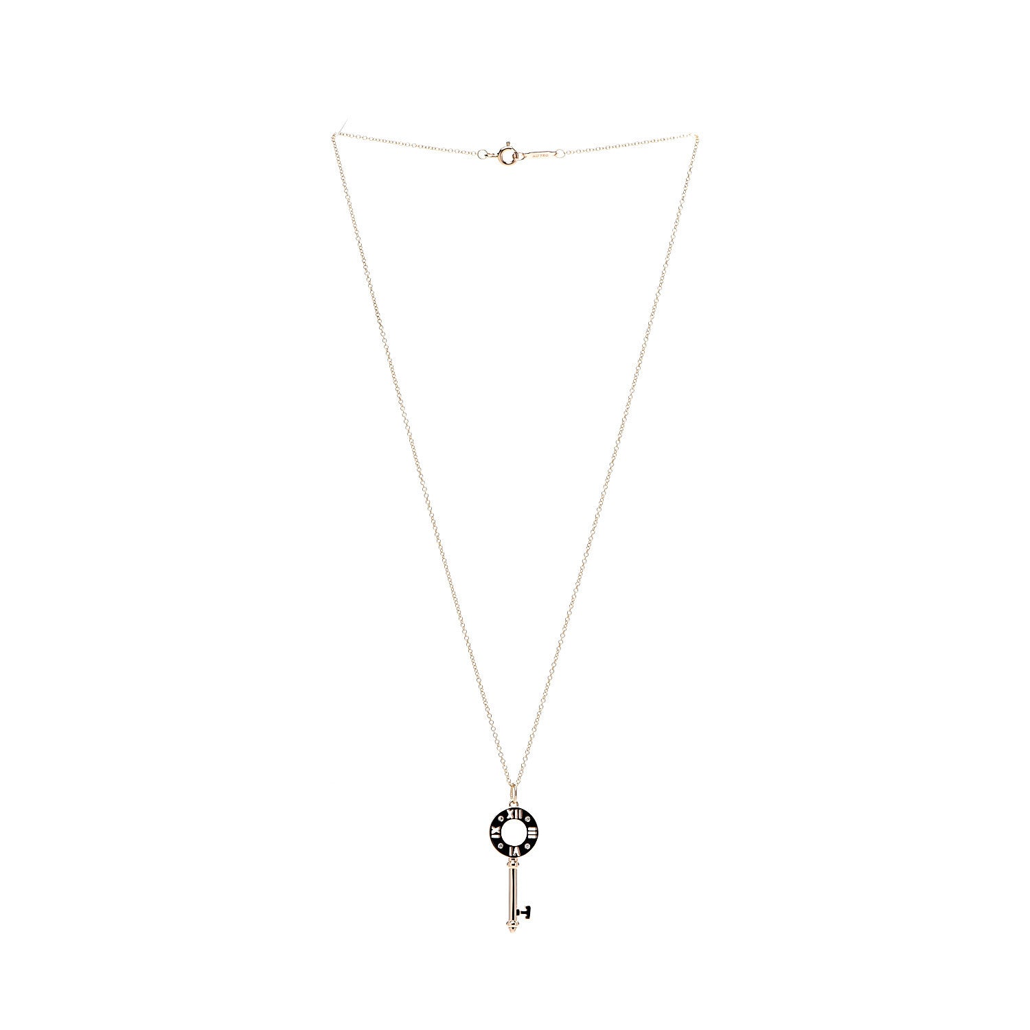 Tiffany 18K Rose Gold Diamond Atlas Pierced Key Pendant Necklace 2 of 7