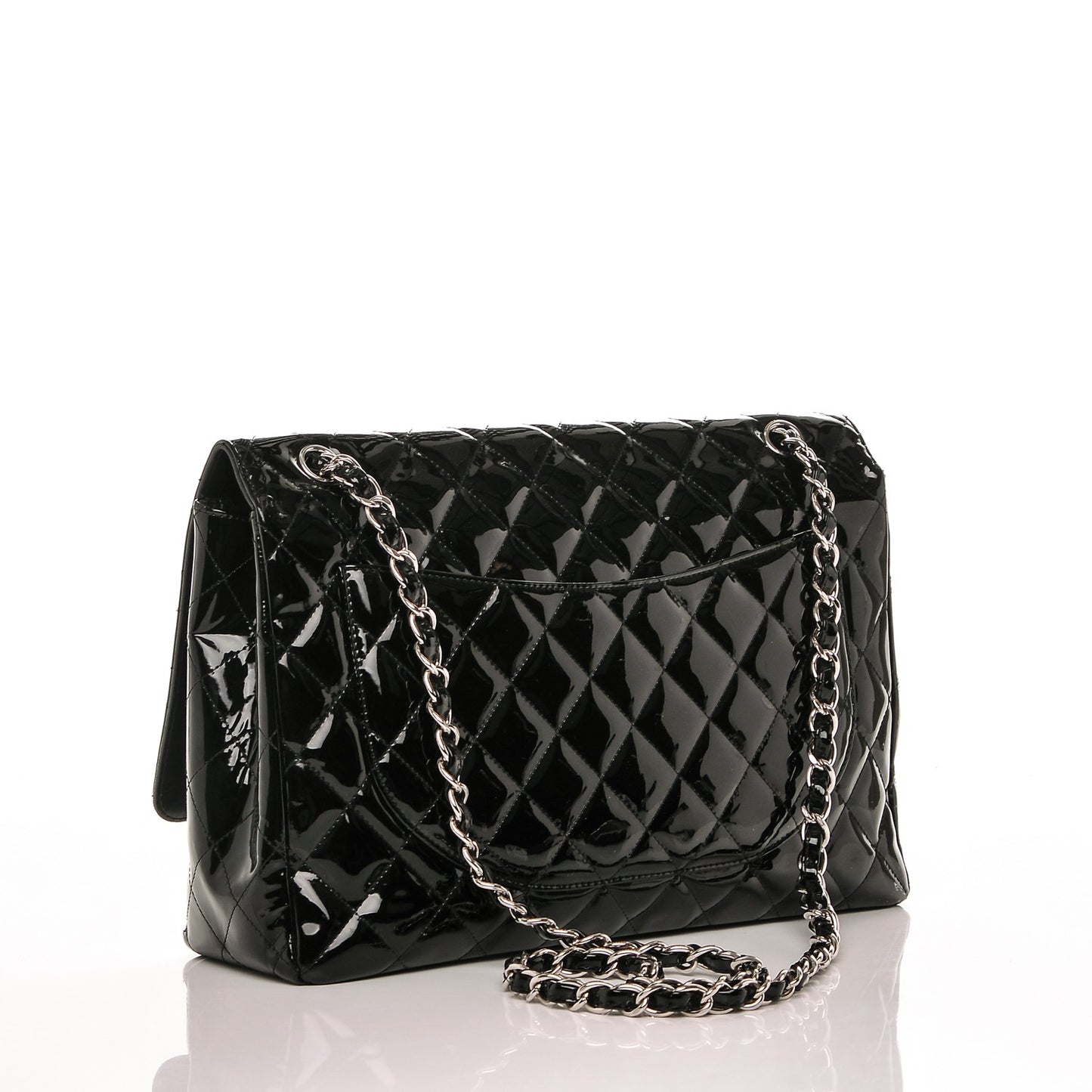 Patent Quilted Maxi Single Flap Black