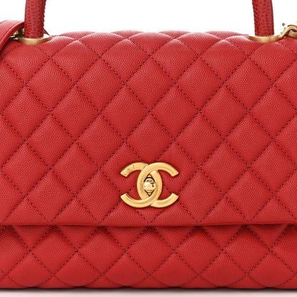 Chanel Caviar Lizard Embossed Quilted Small Coco Handle Flap Red 8 of 11