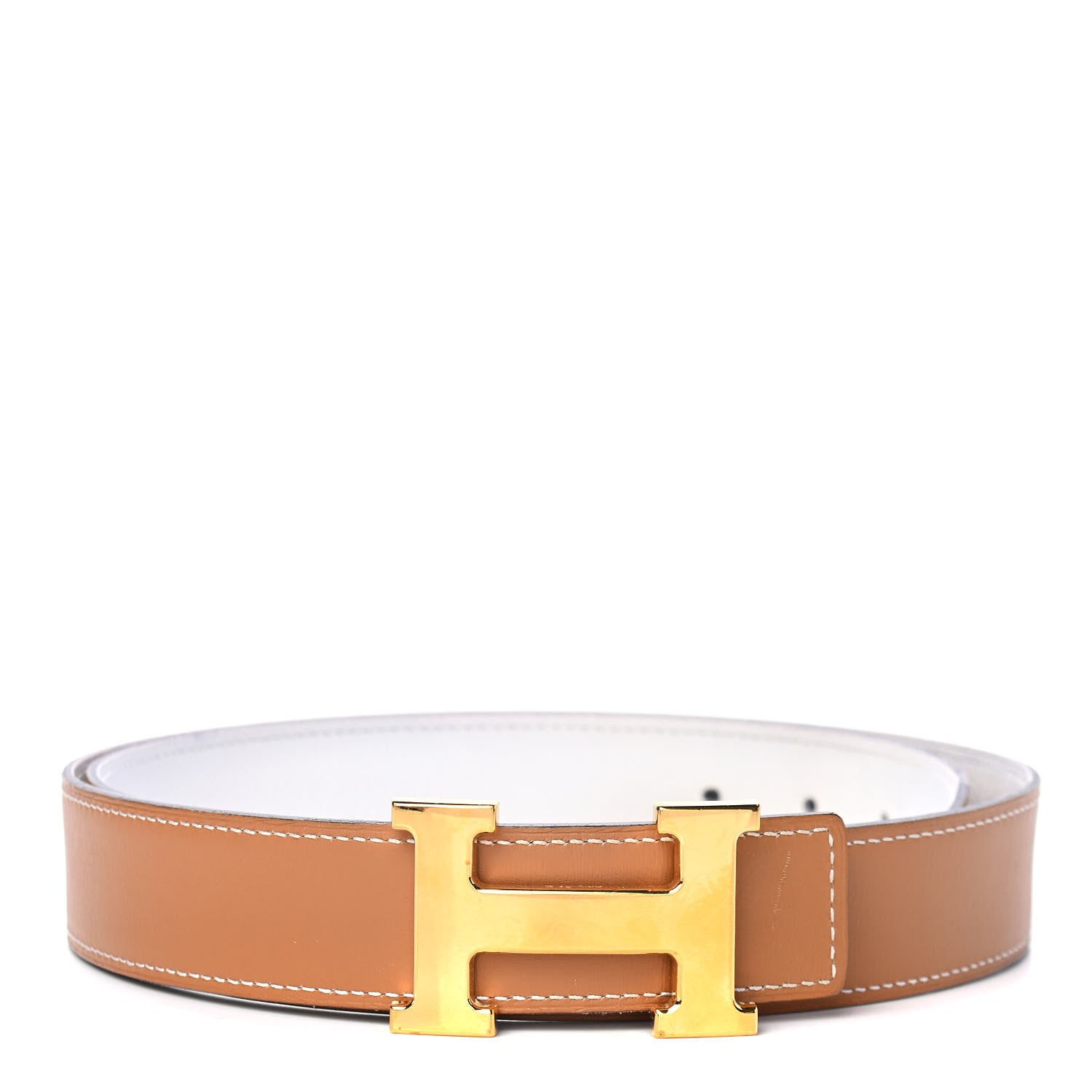 Hermes Epsom Chamonix 32mm H Belt 90 White Gold 1 of 4