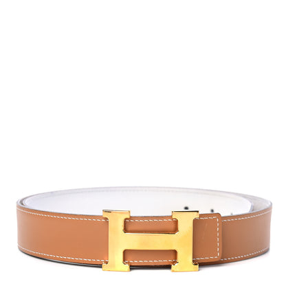Hermes Epsom Chamonix 32mm H Belt 90 White Gold 1 of 4