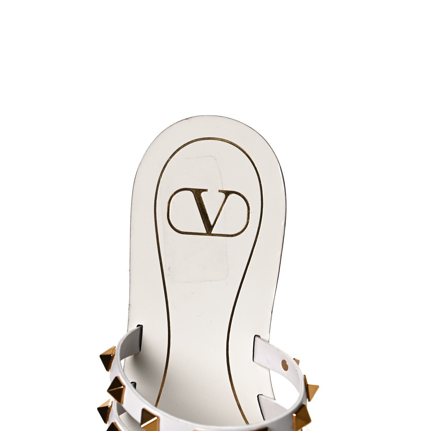 Valentino Garavani Calfskin Rockstud Flair Caged Flat Slide Sandals 36.5 White 9 of 10