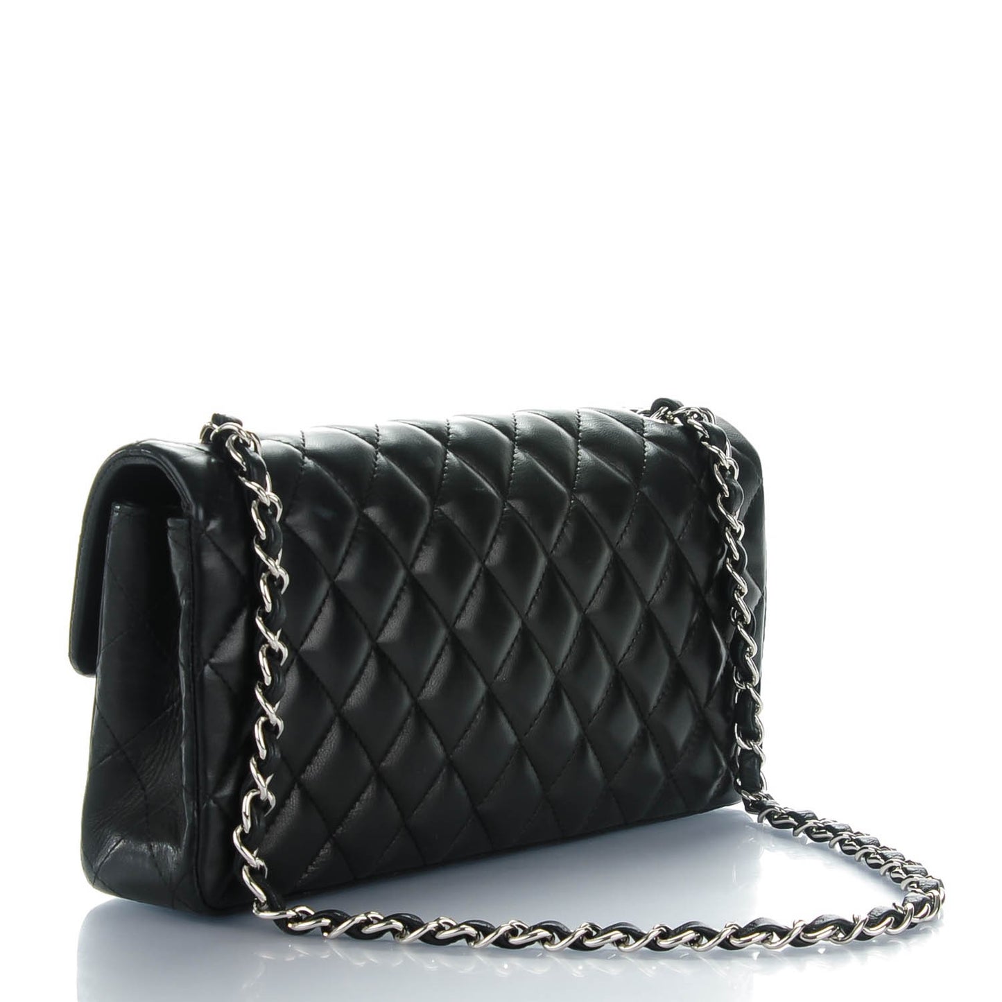 Lambskin Quilted East West Flap Black