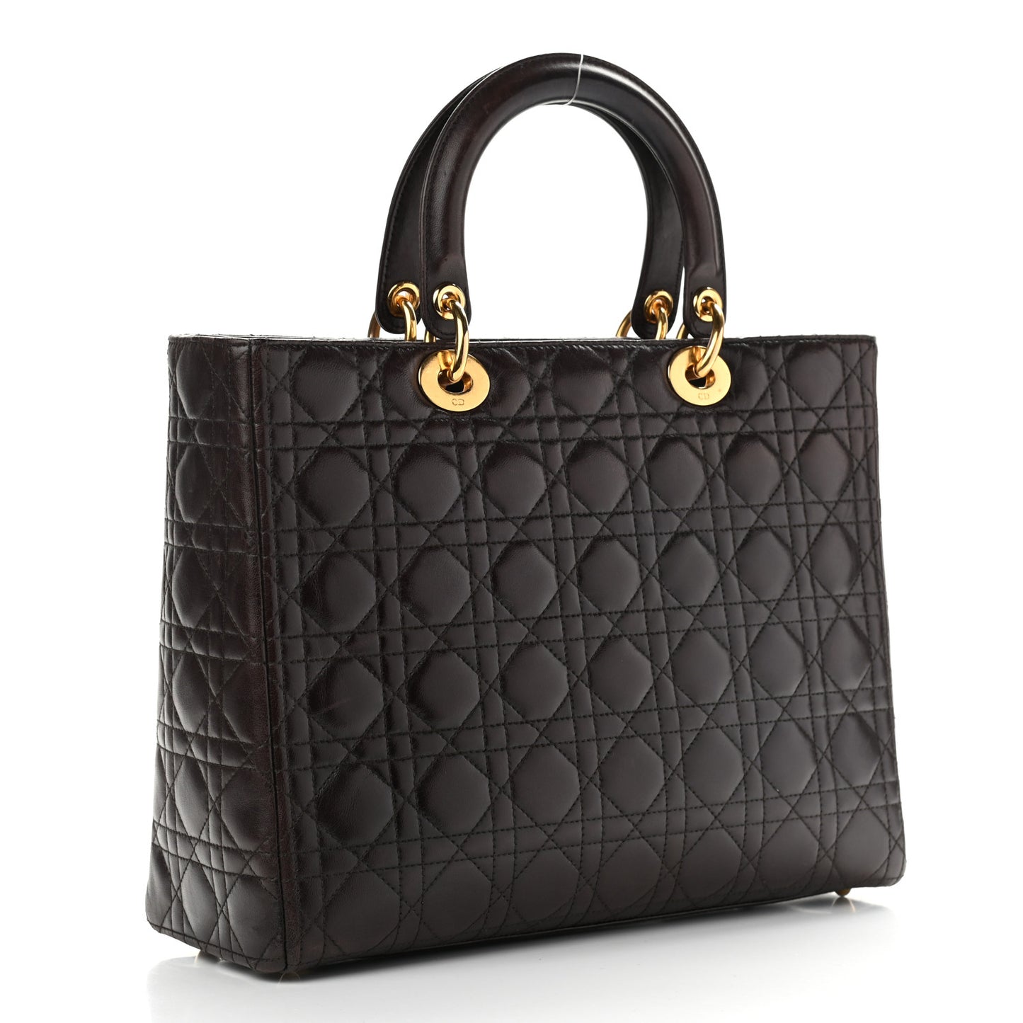 Lambskin Cannage Large Lady Dior Dark Brown