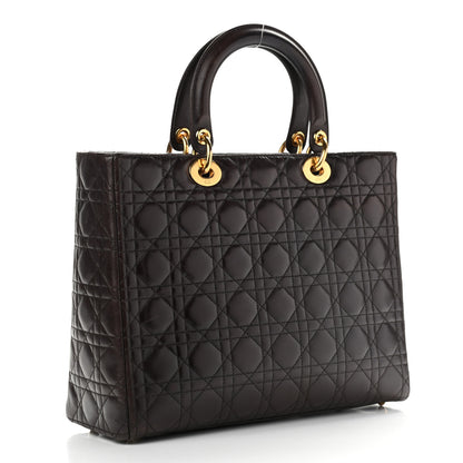 Christian Dior Lambskin Cannage Large Lady Dior Dark Brown 2 of 20
