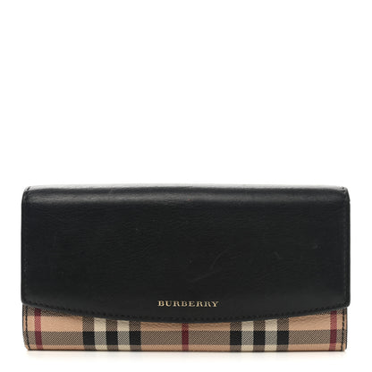 Burberry Calfskin Horseferry Check Porter Continental Wallet Black 1 of 9