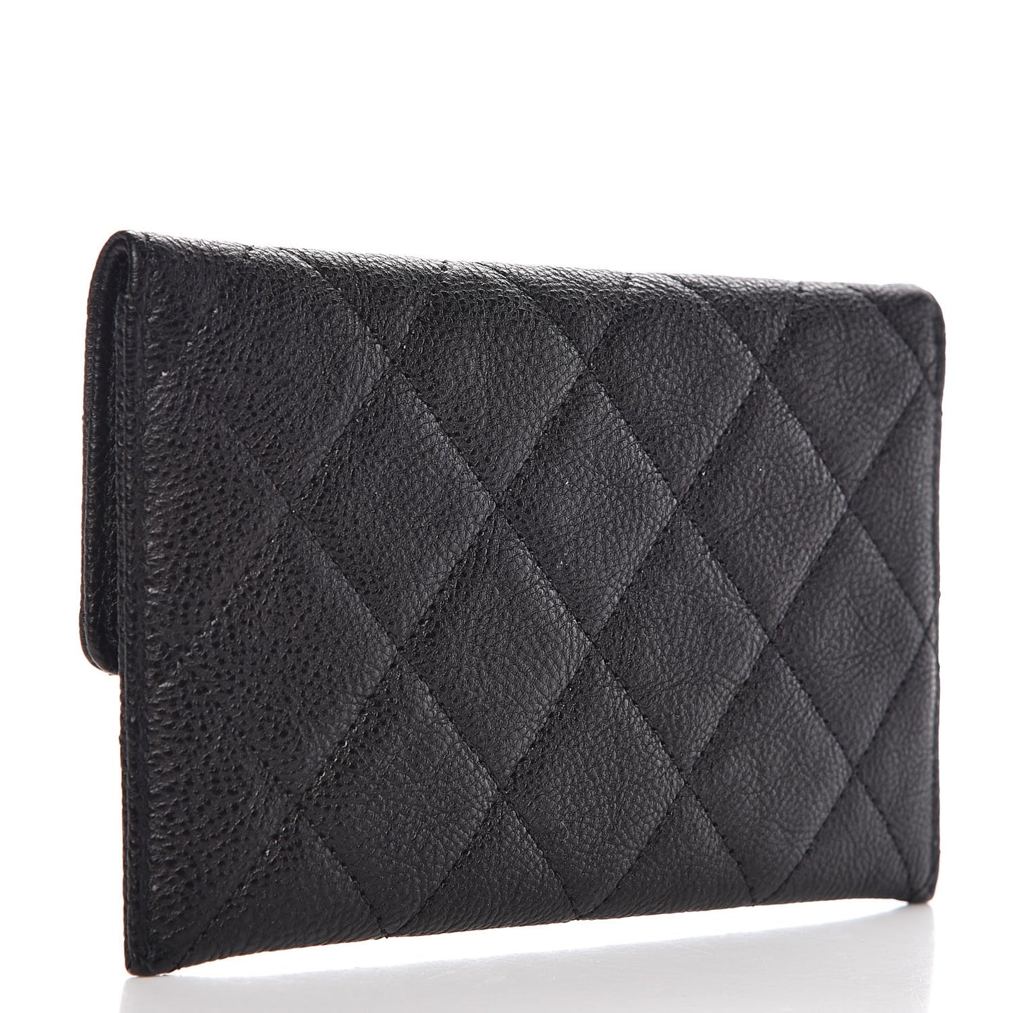 Caviar Quilted Wallet On Removable Chain Insert Black