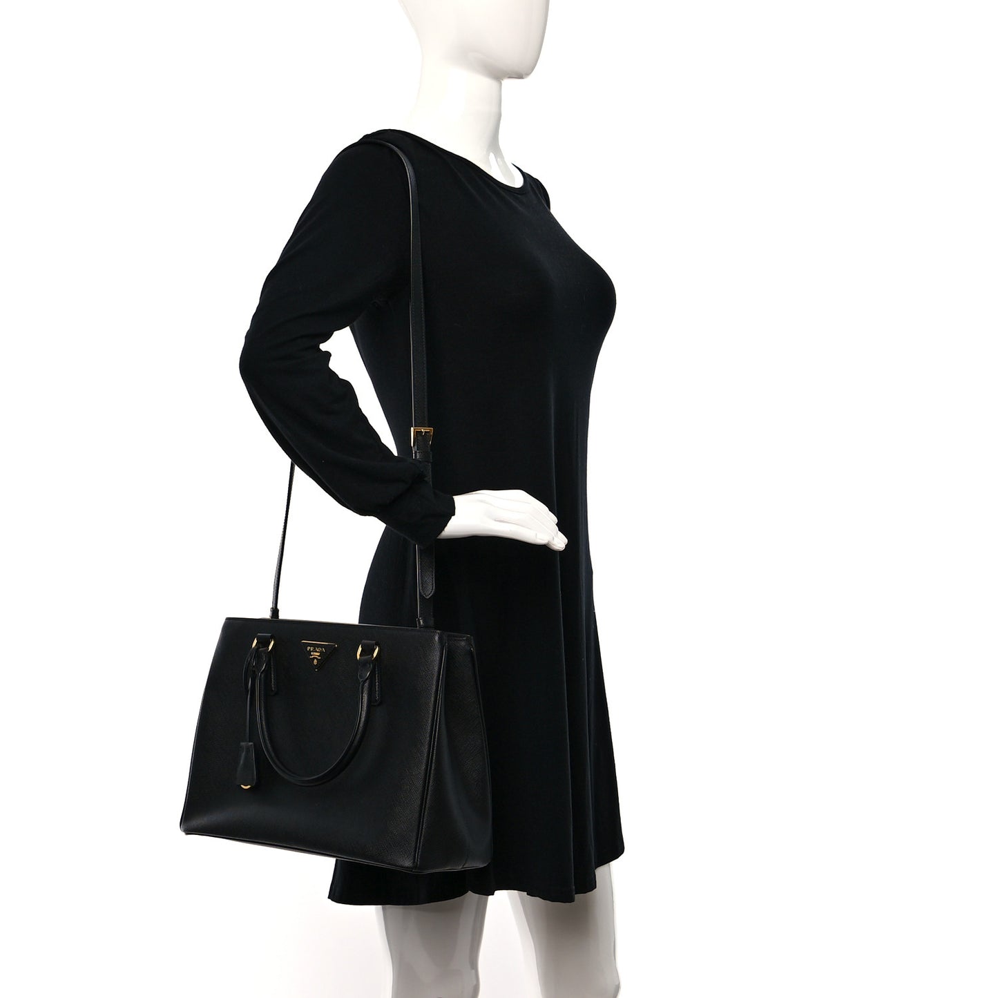 Saffiano Lux Medium Tote Black