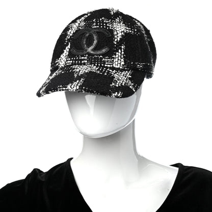 Chanel Tweed Cap Hat M Black White 2 of 8