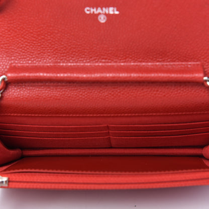 Chanel Caviar Quilted Wallet on Chain WOC Red 5 of 12