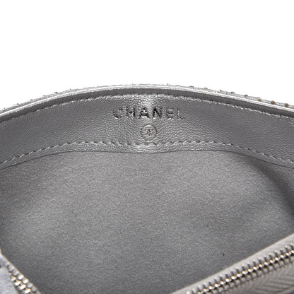 Chanel Perforated Lambskin Quilted Mini Phone Holder Clutch Silver 5 of 7