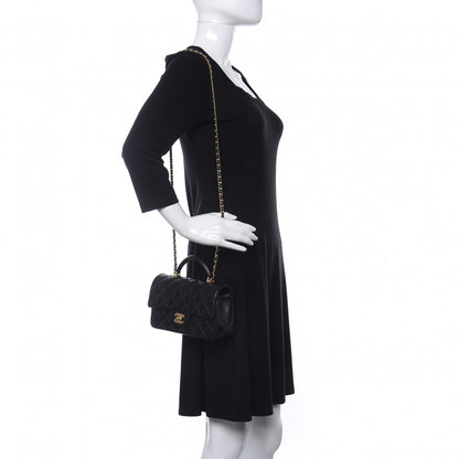 Chanel Lambskin Quilted Mini Top Handle Rectangular Flap Black 2 of 11