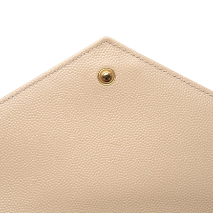 Saint Laurent Grain De Poudre Matelasse Chevron Monogram Chain Wallet Nude Powder 7 of 10