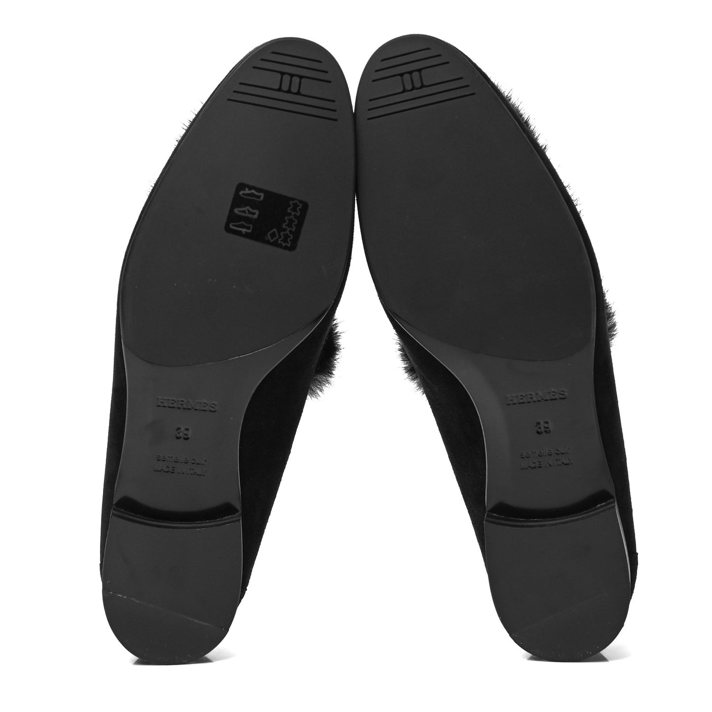Mink Fur Suede Goatskin Paris Loafers 39 Black