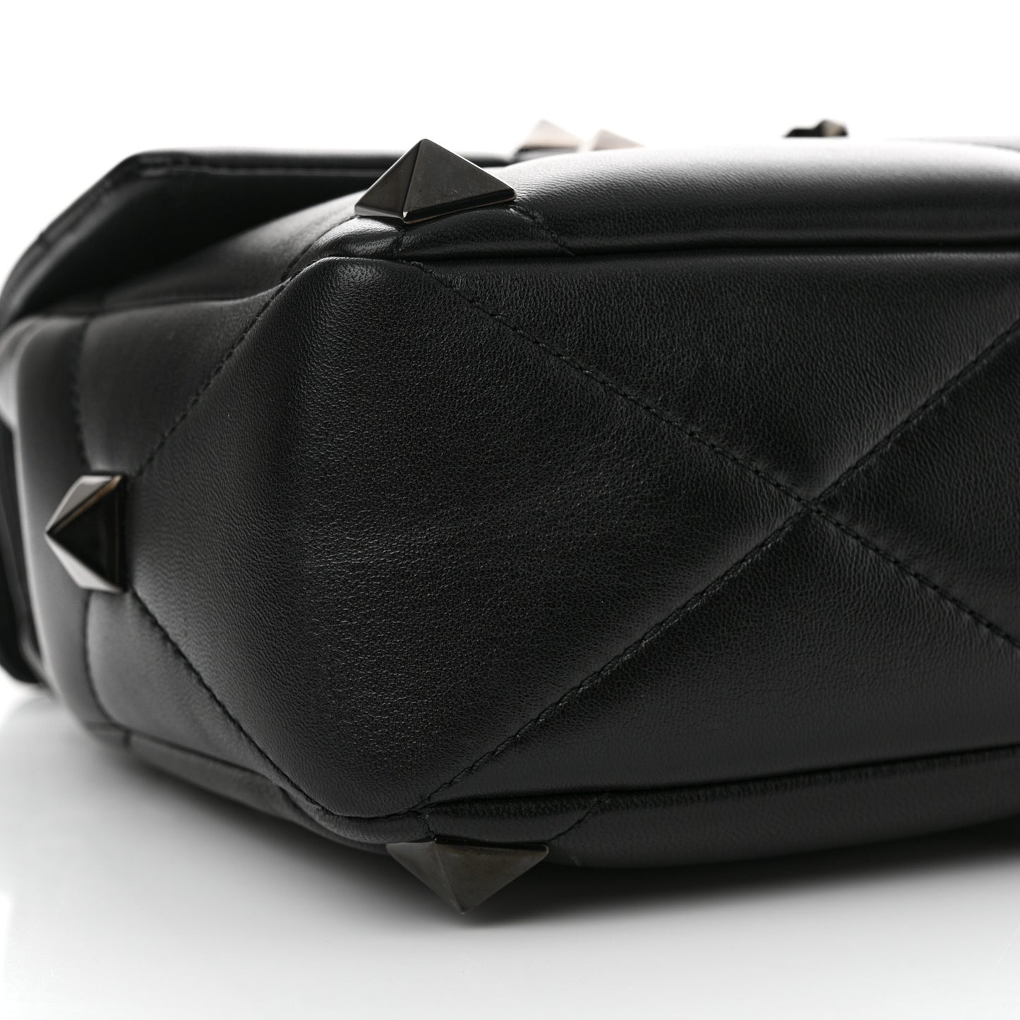 Nappa Monochrome Large Roman Stud Shoulder Bag Black