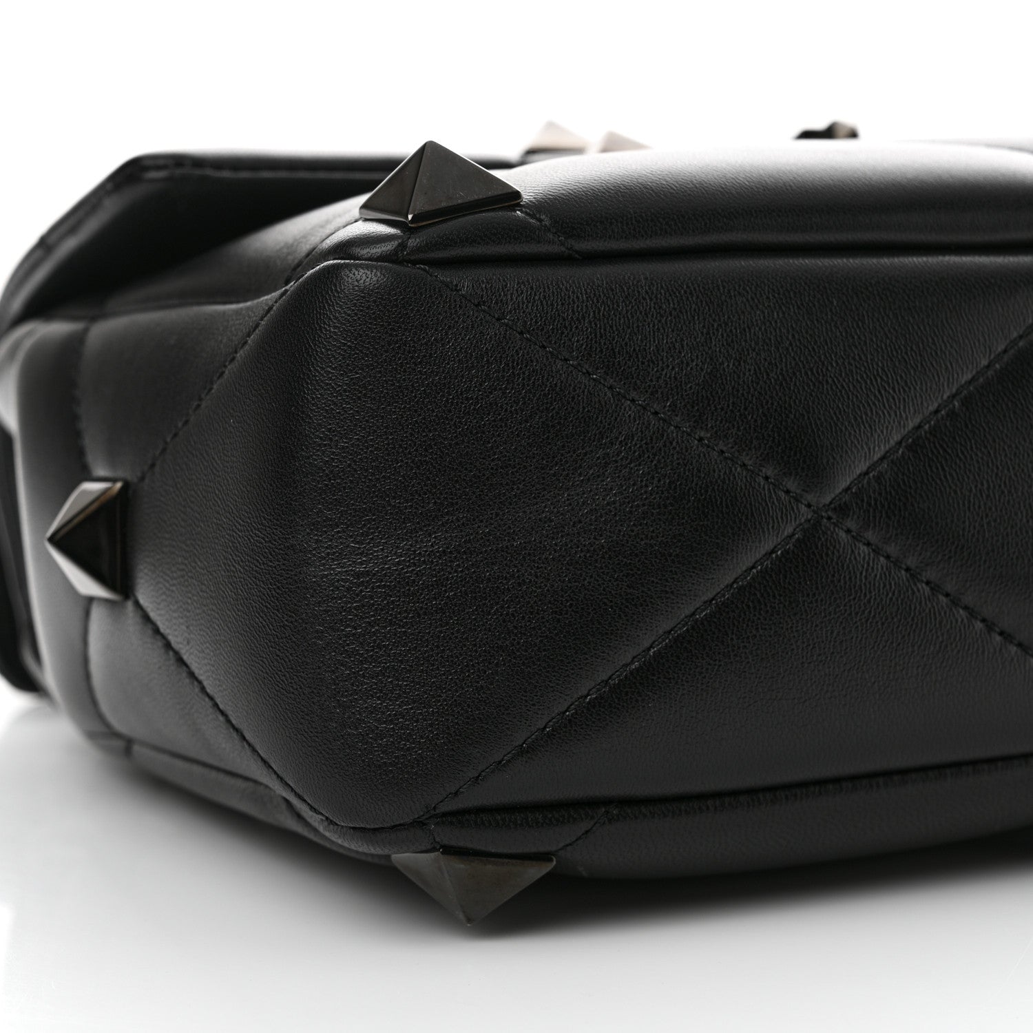 Valentino Garavani Nappa Monochrome Large Roman Stud Shoulder Bag Black 8 of 10