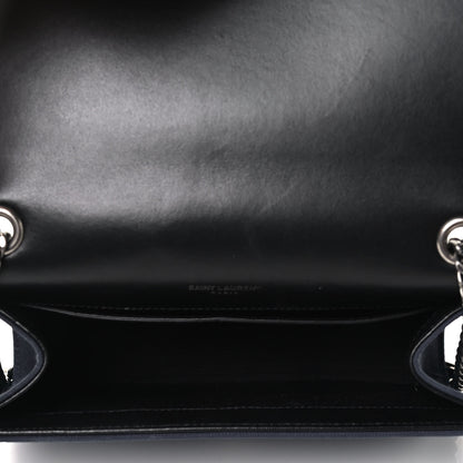 Saint Laurent Canvas Embroidered Stars Small Monogram Kate Satchel Blue Bianco 4 of 4