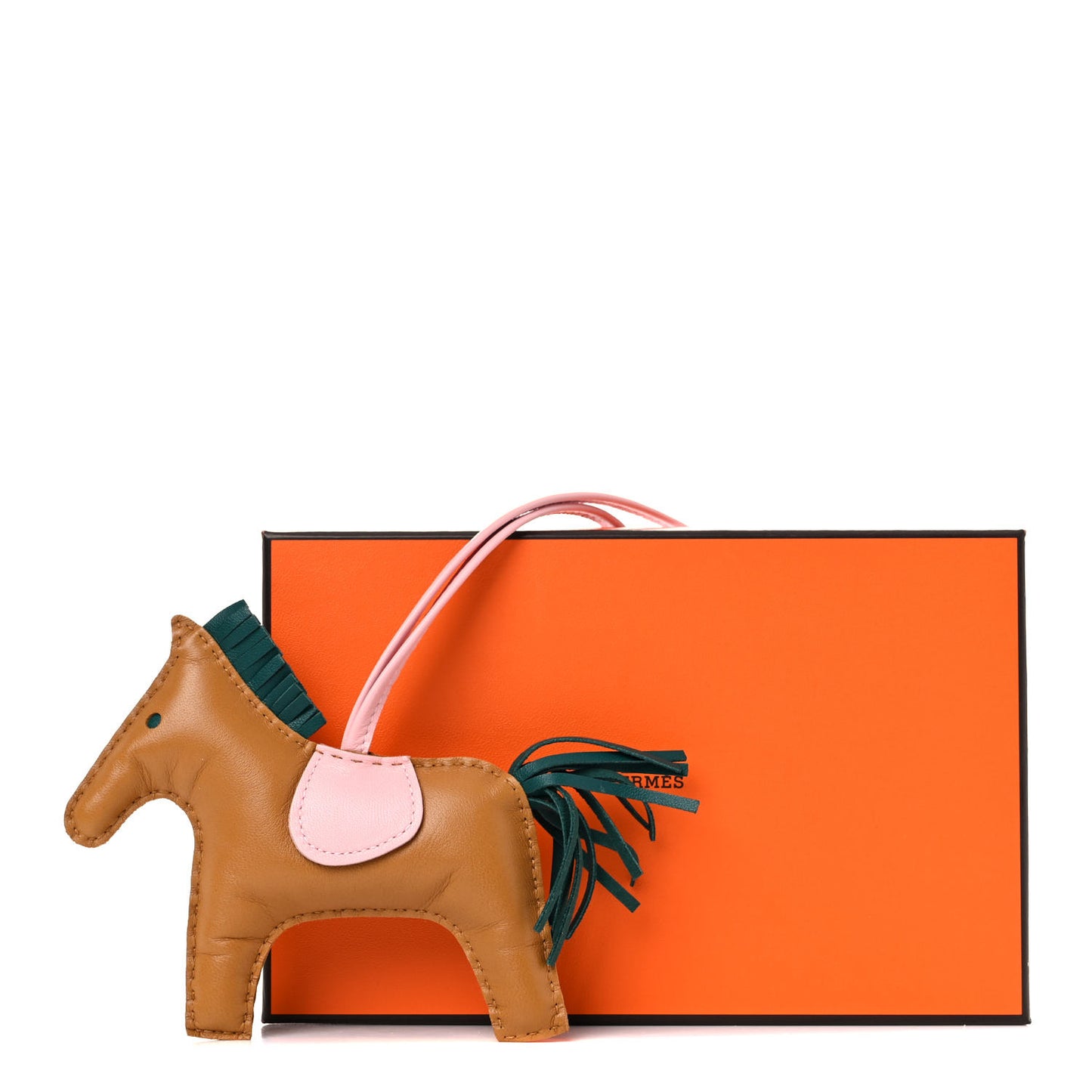 Milo Lambskin Grigri Rodeo Horse Bag Charm MM Sesame Malachite Rose Sakura