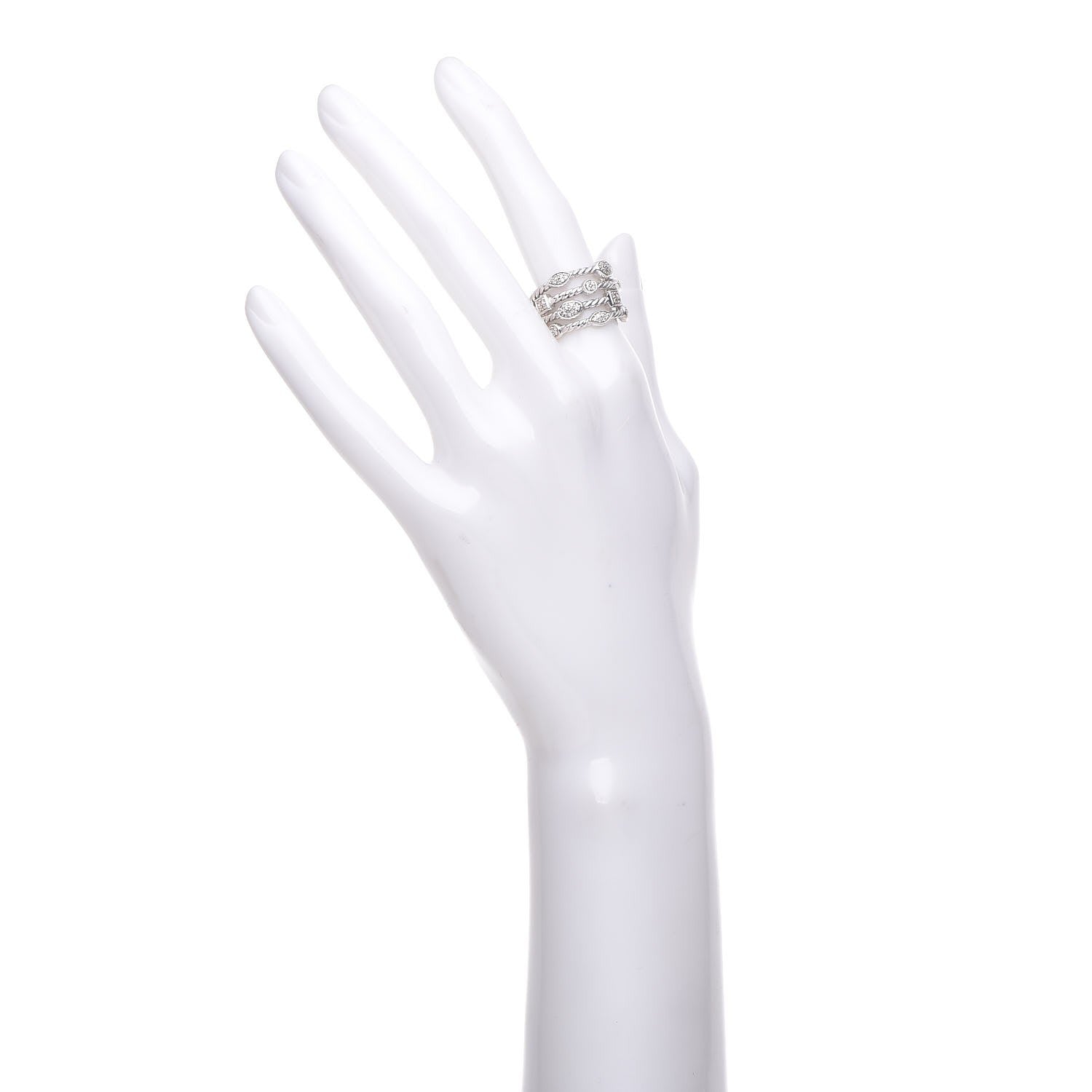 David Yurman Sterling Silver Diamond Confetti 4 Row Ring 52 6 2 of 4