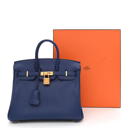 Hermes Taurillon Novillo Verso Birkin 25 Bleu Saphir Gris Mouette 11 of 11