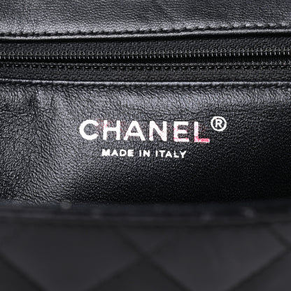 Chanel Lambskin Quilted Large Classic Twist Crescent Flap Black Burgundy 6 of 9