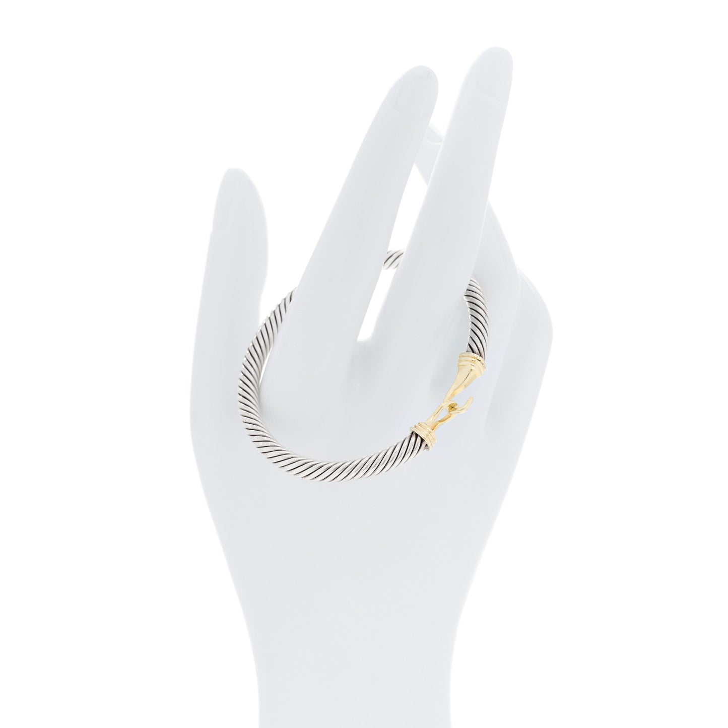 Sterling Silver 14K Yellow Gold 5mm Cable Classic Buckle Bracelet