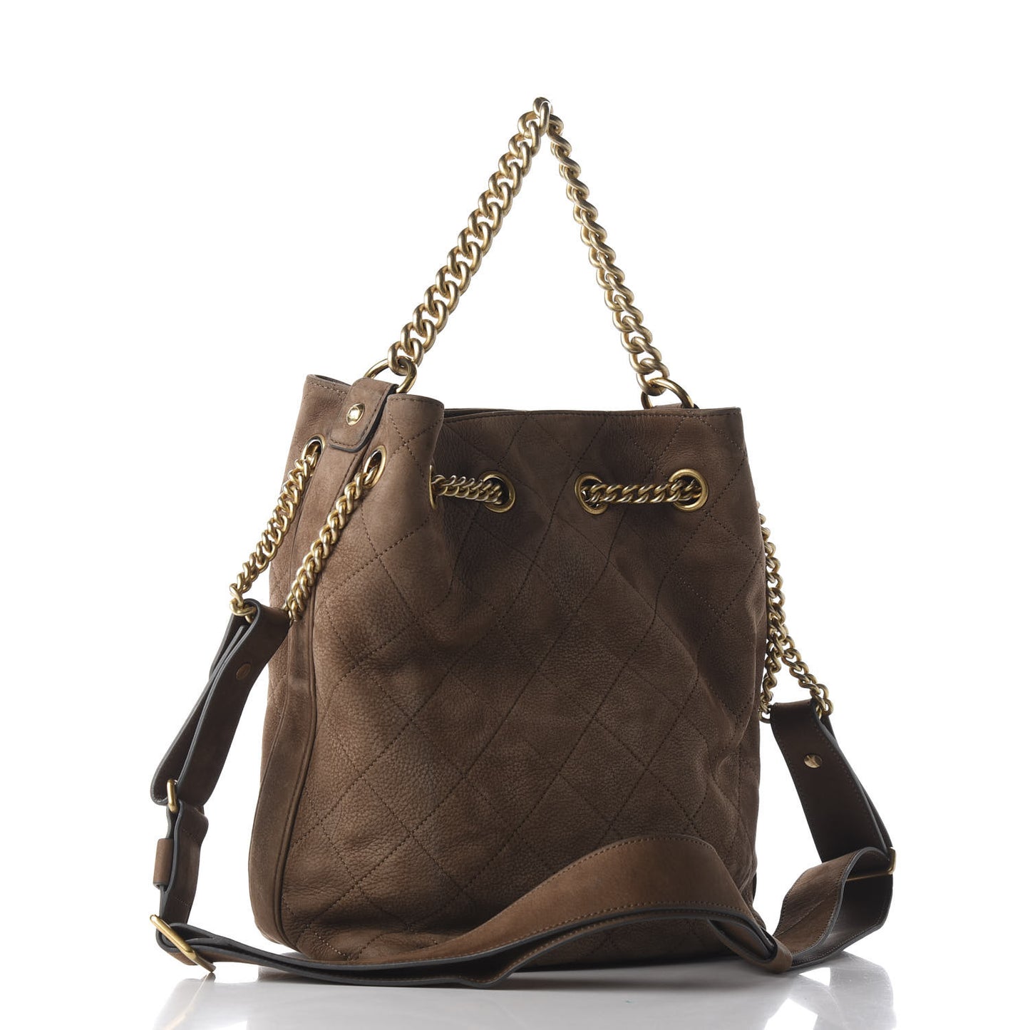 Suede Calfskin Small On My Shoulder Drawstring Bag Brown