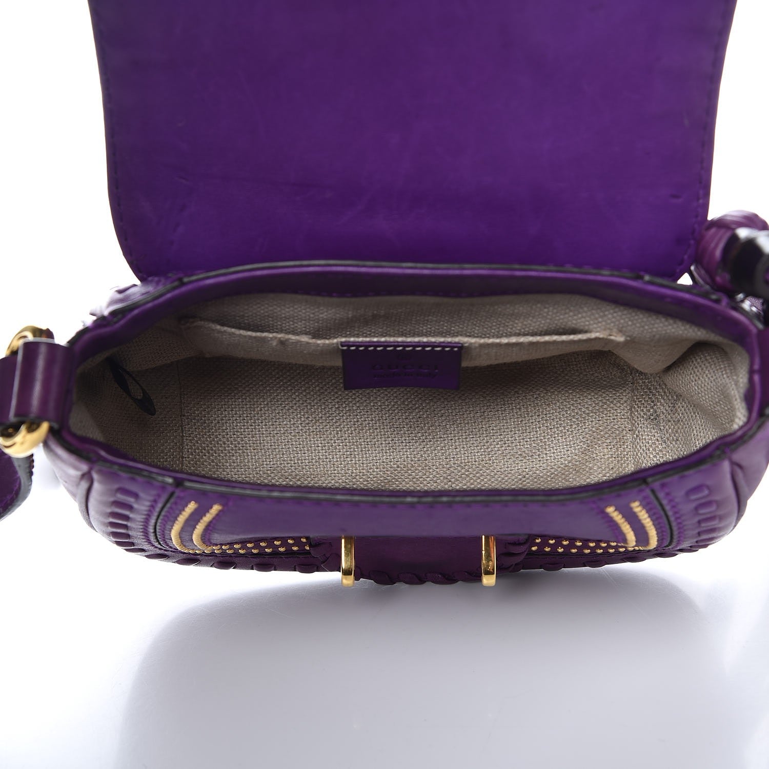 Gucci Calfskin Small Snaffle Bit Shoulder Bag Purple 5 of 14