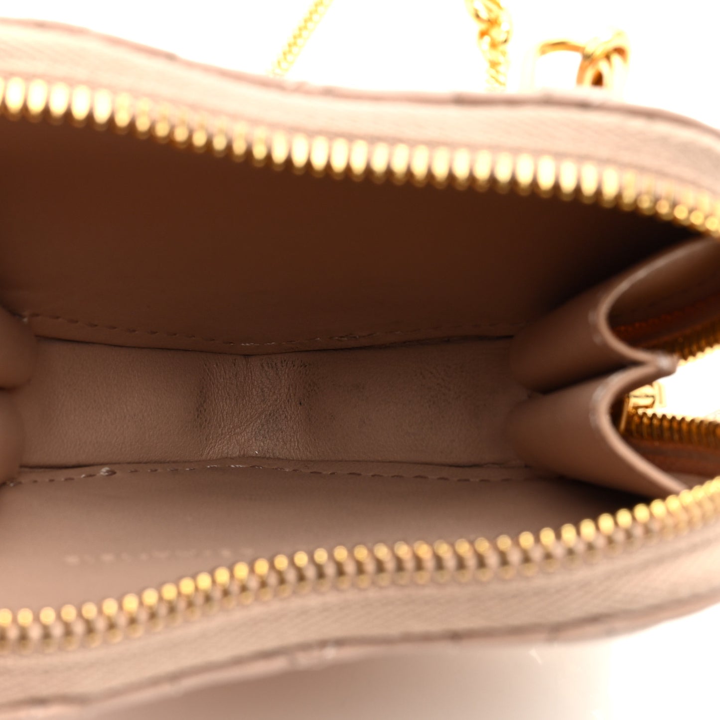 Calfskin Cannage Dioramour Caro Heart Pouch With Chain Latte