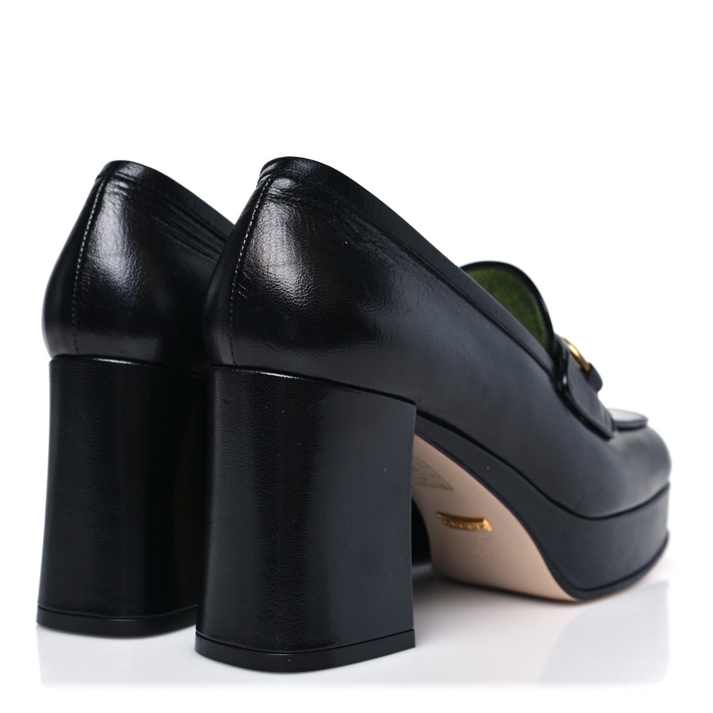 Goatskin Houdan Mid Heel Platform Loafers 36.5 Black