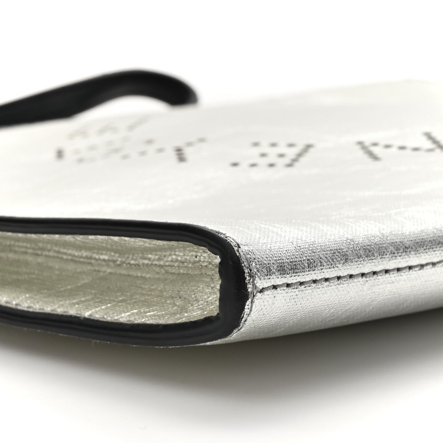 Metallic Alter Nappa Perforated Pouch Silver