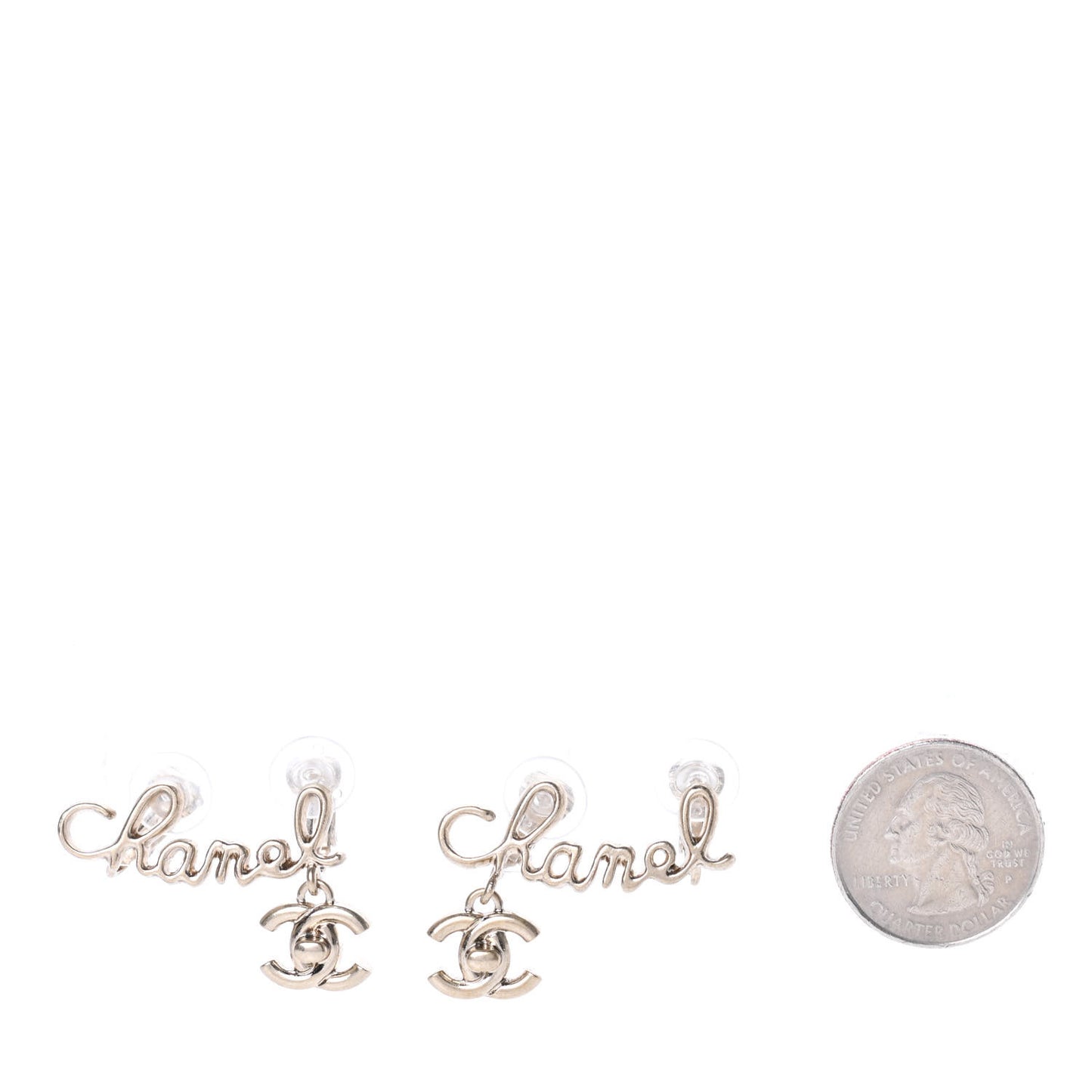 Metal Logo CC Turnlock Clip On Earrings Gold