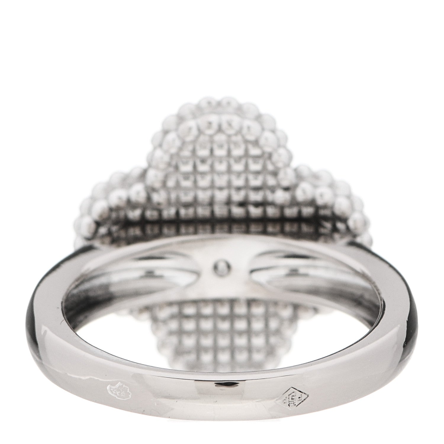 Van Cleef & Arpels 18K White Gold Diamond Mother of Pearl Vintage Alhambra Ring 48 4.5 3 of 6