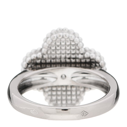 Van Cleef & Arpels 18K White Gold Diamond Mother of Pearl Vintage Alhambra Ring 48 4.5 3 of 6