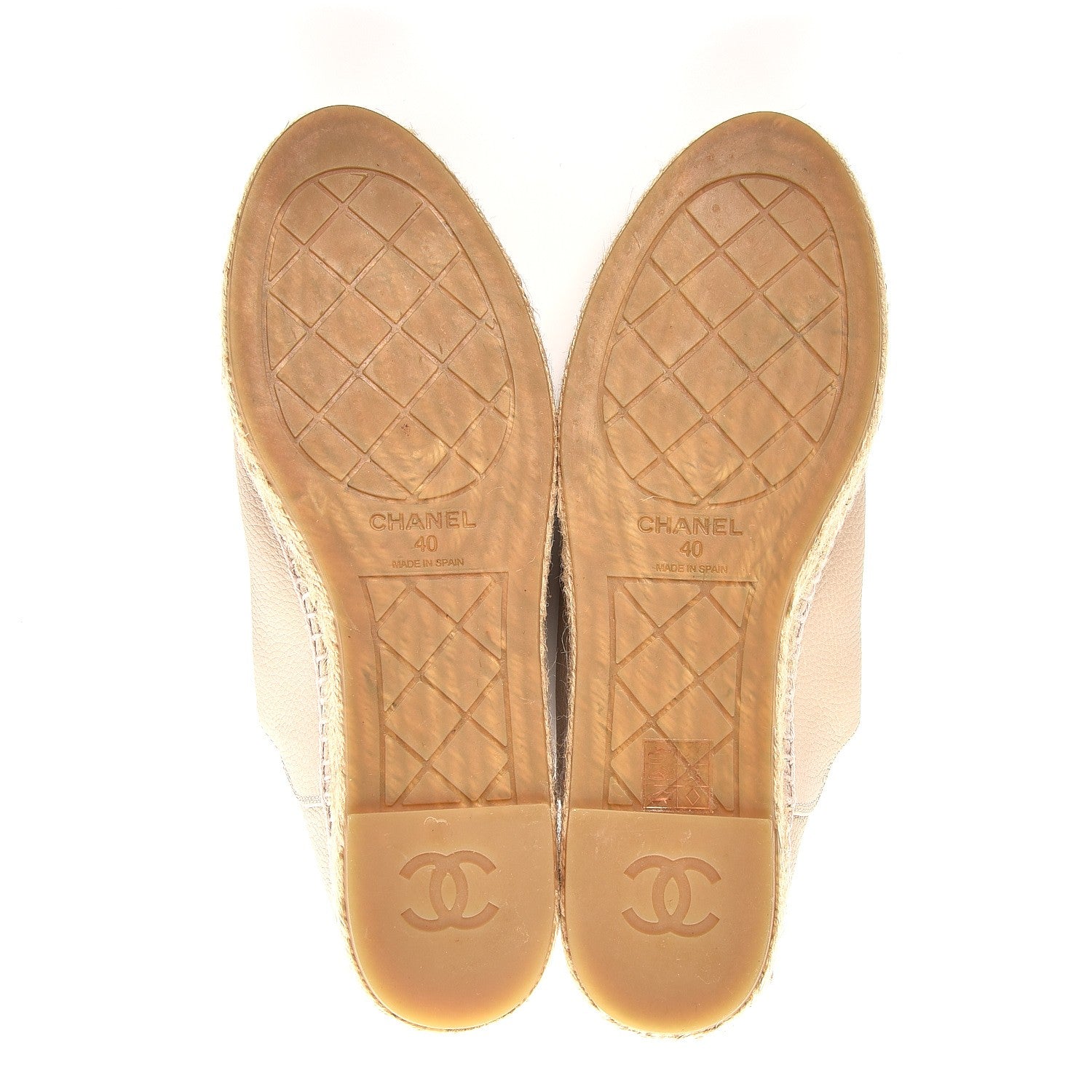 Chanel Grained Calfskin CC Espadrilles 40 Beige Black 5 of 9